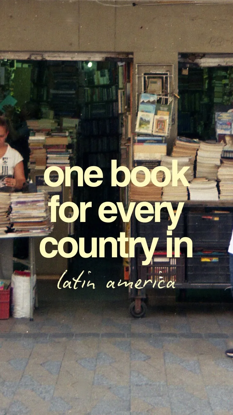 Book stalls with the words one book for every country in Latin America